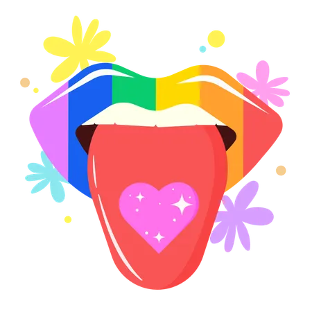 Playful Rainbow Lips  Illustration