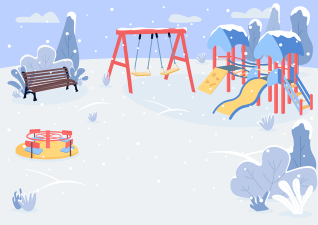 Playground in winter park  Illustration