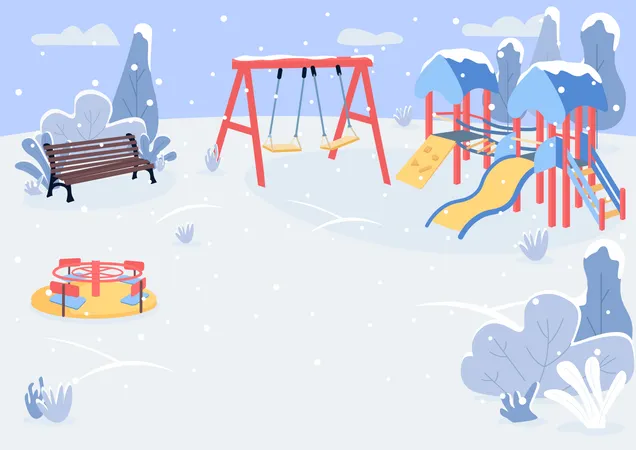 Playground in winter park  Illustration