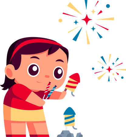 Playing Firework  Illustration