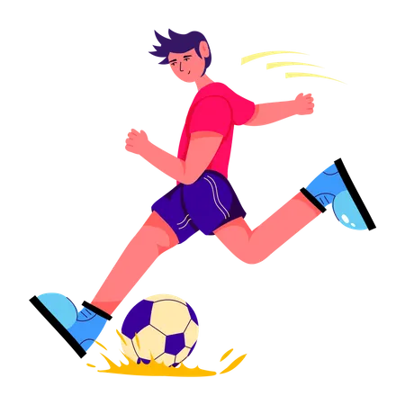 Character Based Flat Illustration Boy Playing Football Illustration
