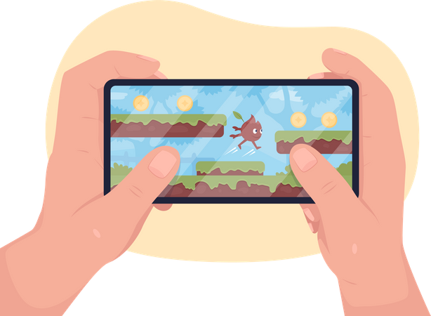 Playing games on mobile phone  Illustration