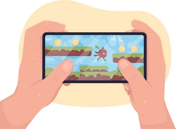 Playing games on mobile phone  Illustration