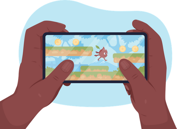 Playing games on smartphone Illustration