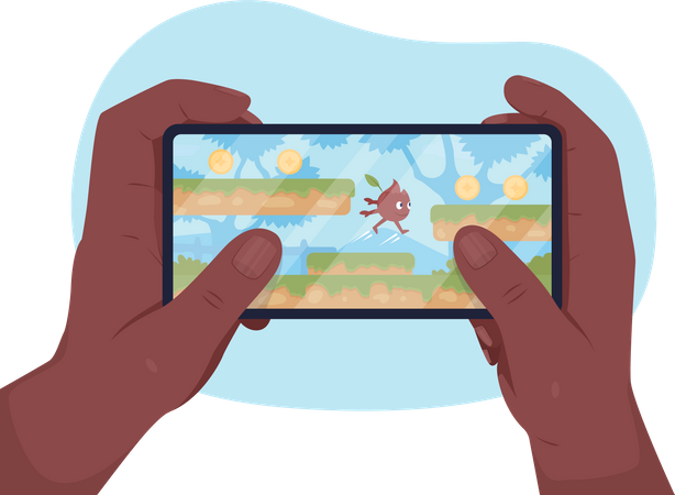 Playing games on smartphone  Illustration