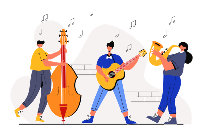 Playing music on Jazz Festival  Illustration