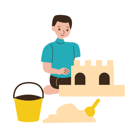Playing on the beach sand  Illustration