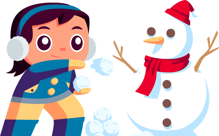 Playing Snowman Illustration