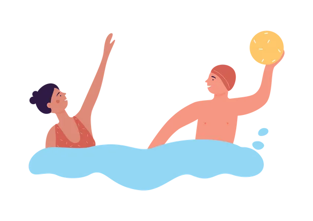 Playing with ball in water  Illustration