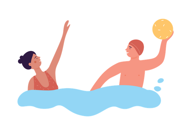 Playing with ball in water  Illustration