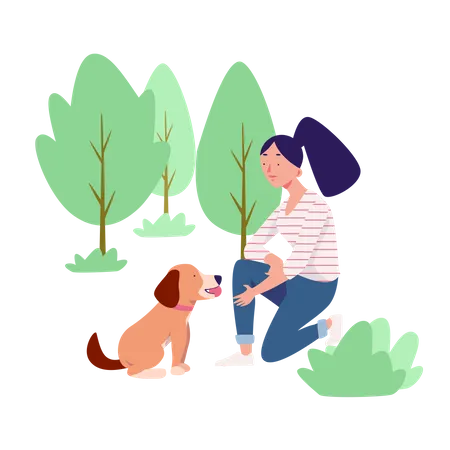 Playing With Pet Illustration