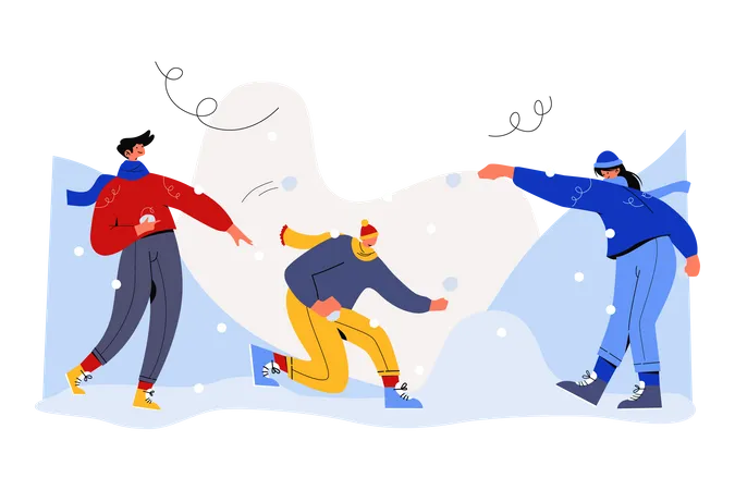 Playing with snow in winter  Illustration
