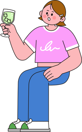 Pleasant woman having drink  Illustration