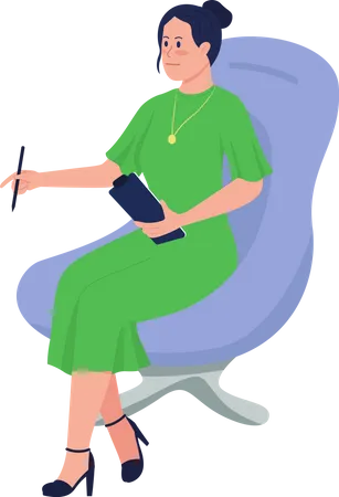 Pleased psychologist sitting on chair Illustration