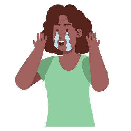 Pleurer avec des rides sur le visage  Illustration