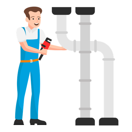 Plombier joint les tuyaux et dépanne les éventuels défauts  Illustration