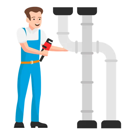 Plombier joint les tuyaux et dépanne les éventuels défauts  Illustration