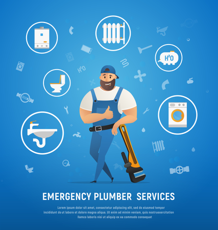 Plombier multitâche ou services de plombier  Illustration