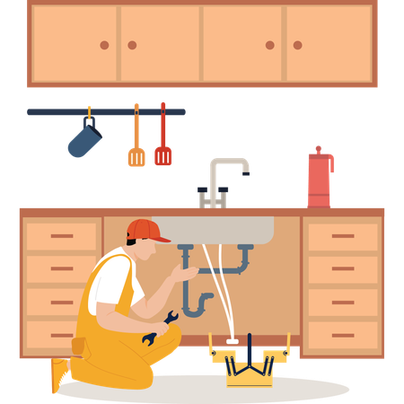 Plombier travaillant à domicile  Illustration