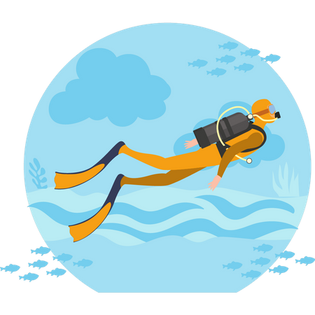 Scuba Diver plongée en mer  Illustration