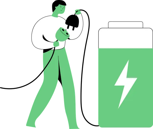 Plug in battery  Illustration