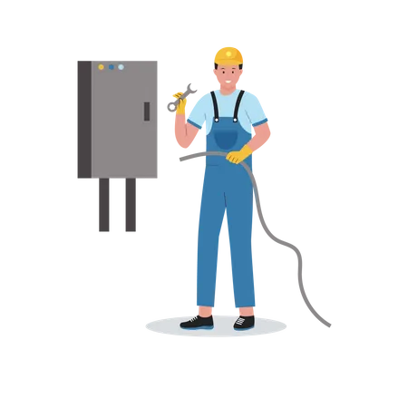Plumber fixing pipe joints  Illustration