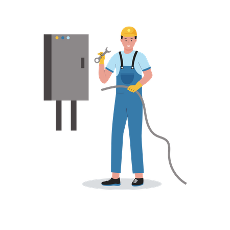 Plumber fixing pipe joints  Illustration