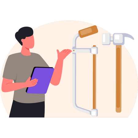 Plumber gathering pipes for installation  Illustration