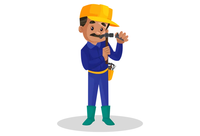 Plumber holding hammer  Illustration