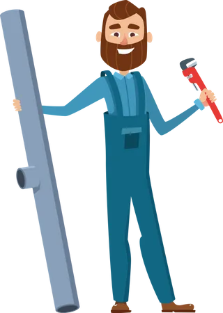 Plumber Holding Repairing Tool  Illustration