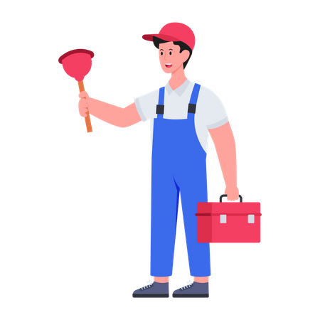 Plumber holding toolkit  Illustration