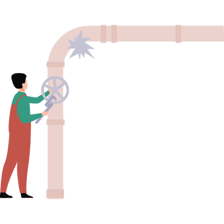 Plumber is fixing the pipe  Illustration