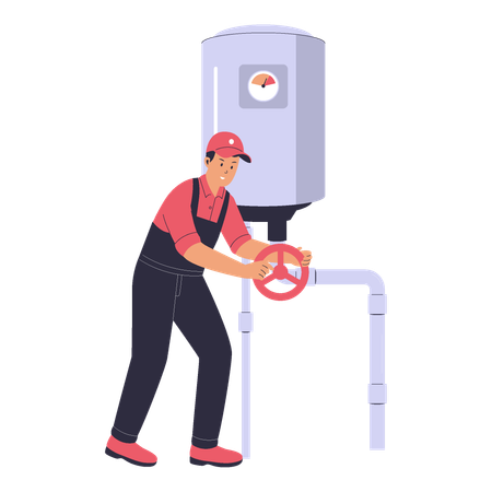 Plumber repair water heater boiler  Illustration