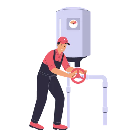 Plumber repair water heater boiler  Illustration