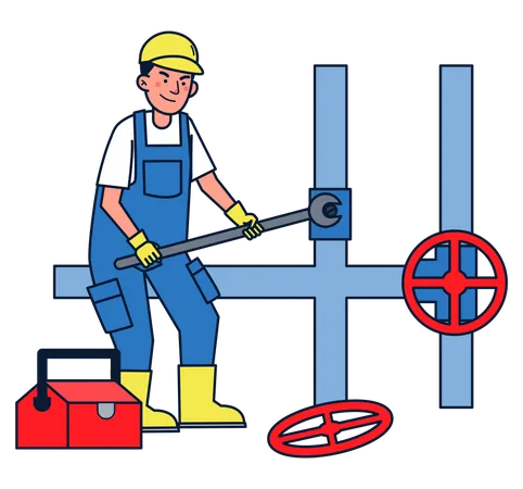 Plumber repairing pipings  Illustration