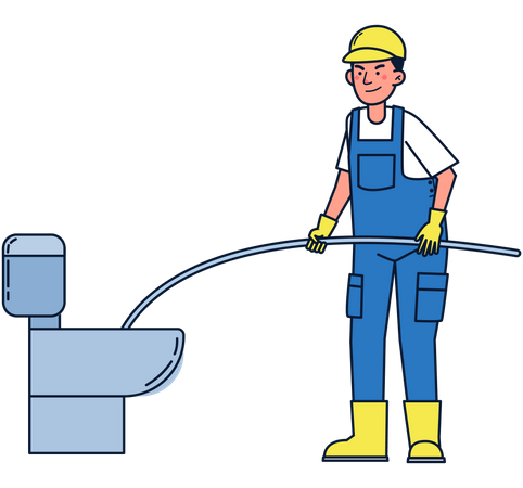 Plumber repairing toilet  Illustration