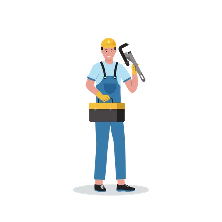 Plumber with toolbox  Illustration