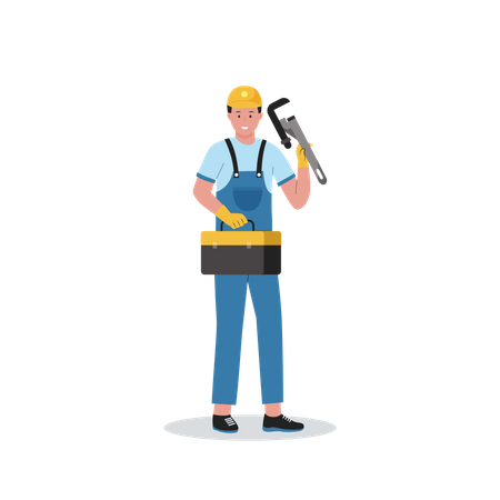 Plumber with toolbox  Illustration