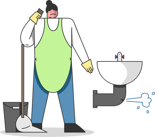 Plumber with Work Tools Illustration