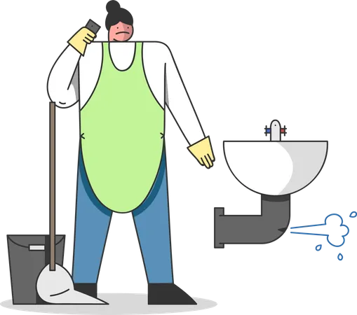 Plumber with Work Tools Illustration