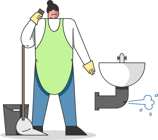 Plumber with Work Tools  Illustration