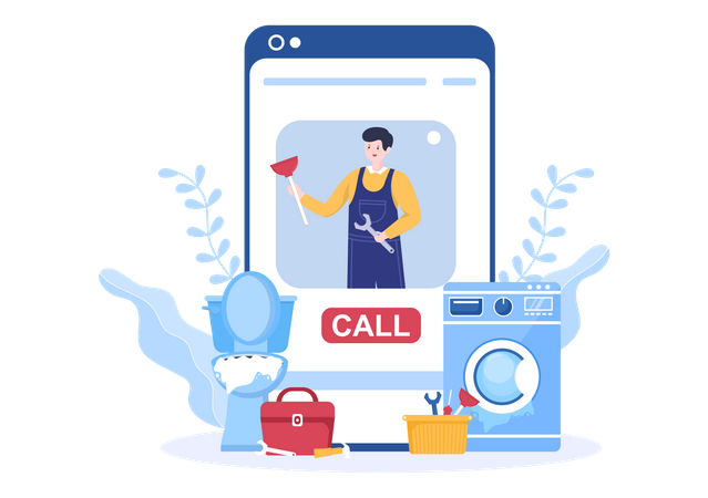 Plumbing Service Call  Illustration