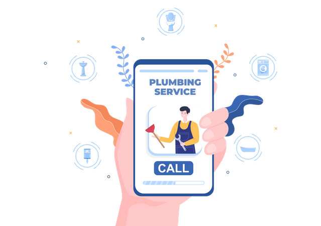 Plumbing Service Calling Illustration