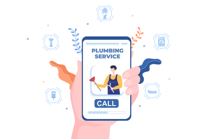 Plumbing Service Calling  Illustration