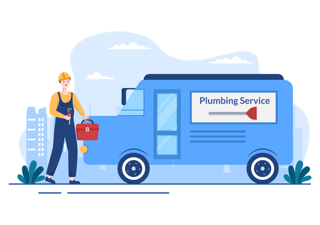 Plumbing Service Car Illustration