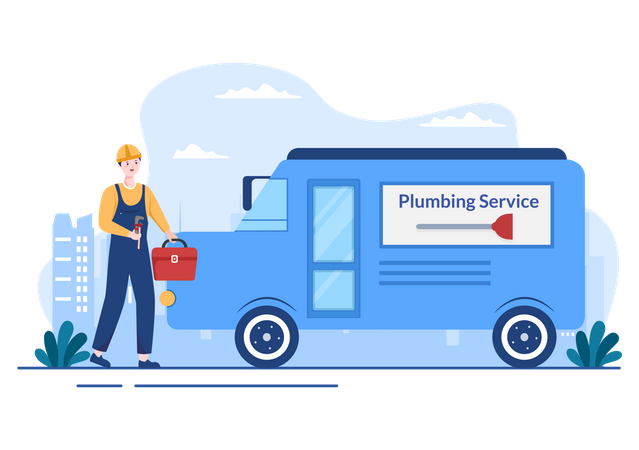 Plumbing Service Car  Illustration