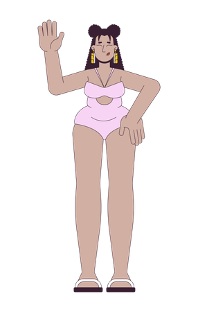 Plump hispanic woman in swimwear  Illustration