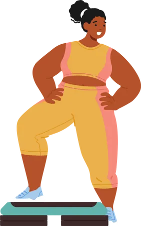 Plus Size Black Woman Character Breaking Barriers Embracing Fitness And Inspiring Others With Her Determination And Strength In Pursuing A Healthy And Active Lifestyle Cartoon Vector Illustration 일러스트레이션
