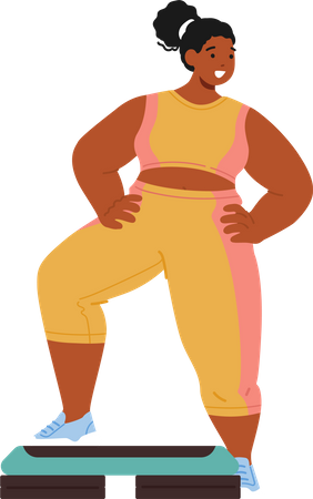 Plus-size Black Woman Embracing Fitness  Illustration