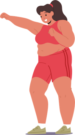 Plus-size Girl doing exercise  Illustration